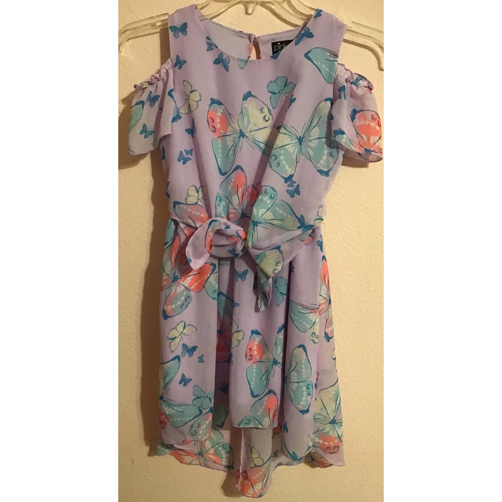 Pink & violet dress with butterflies size medium